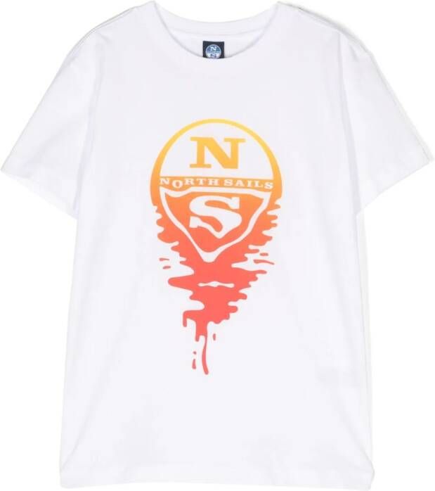 North Sails Kids T-shirt met logoprint Wit