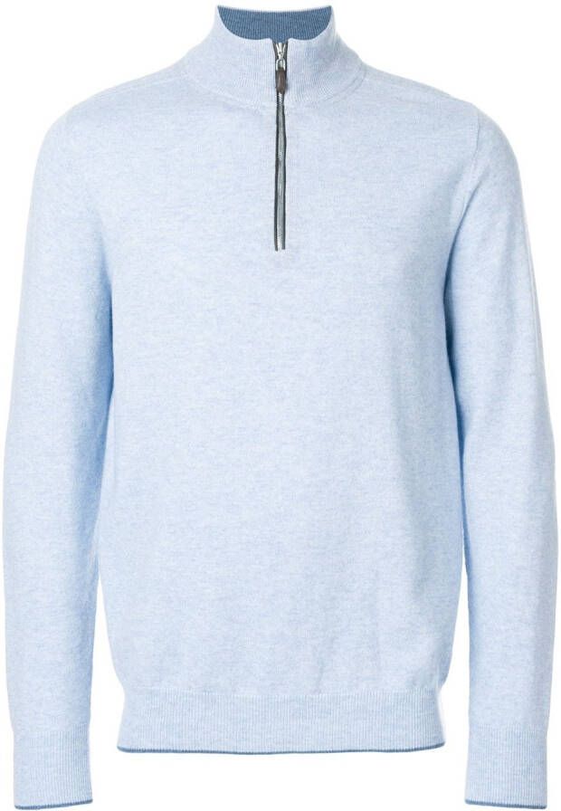N.Peal Carnaby trui met halve rits Blauw
