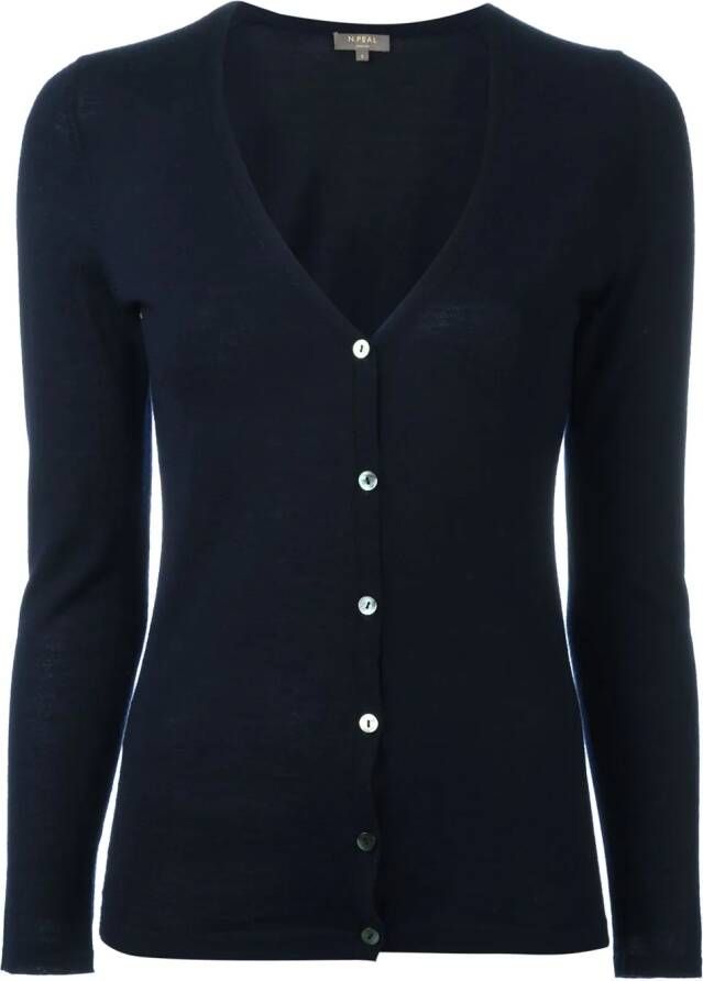 N.Peal cashmere button up cardigan Blauw