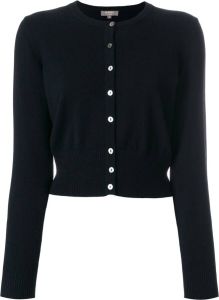 N.Peal cropped contrast button cardigan Zwart
