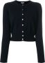 N.Peal cropped contrast button cardigan Zwart - Thumbnail 1