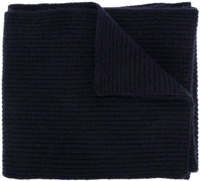 N.Peal dikke geribbelde sjaal Blauw