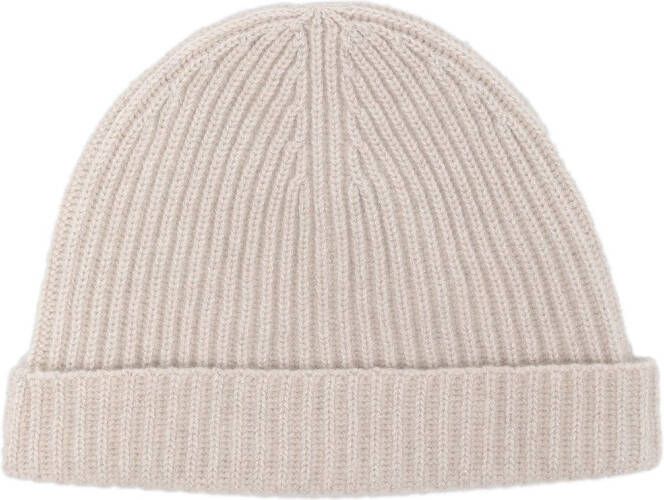 N.Peal Geribbelde muts Wit