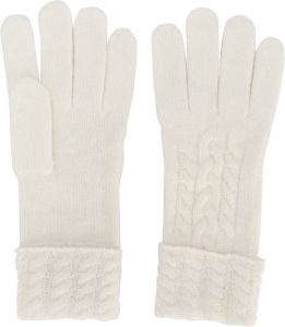 N.Peal Kabelgebreide handschoenen Wit