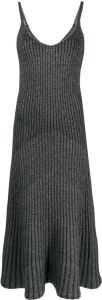 N.Peal Midi-jurk met lurex detail Zwart