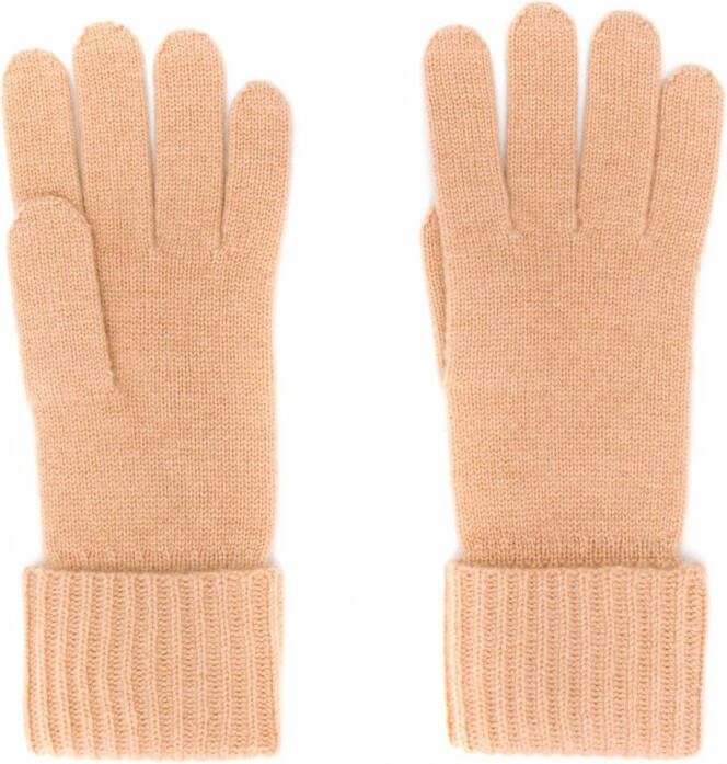 N.Peal Ribgebreide handschoenen Beige