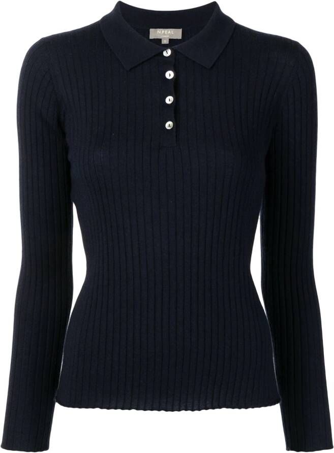 N.Peal Ribgebreide trui Blauw