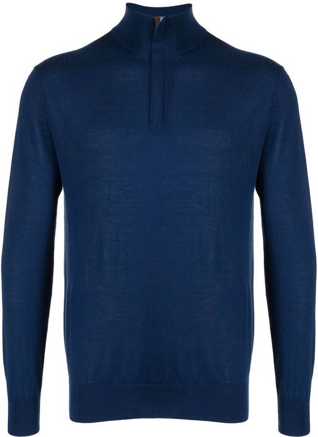 N.Peal Sweater met halve rits Blauw