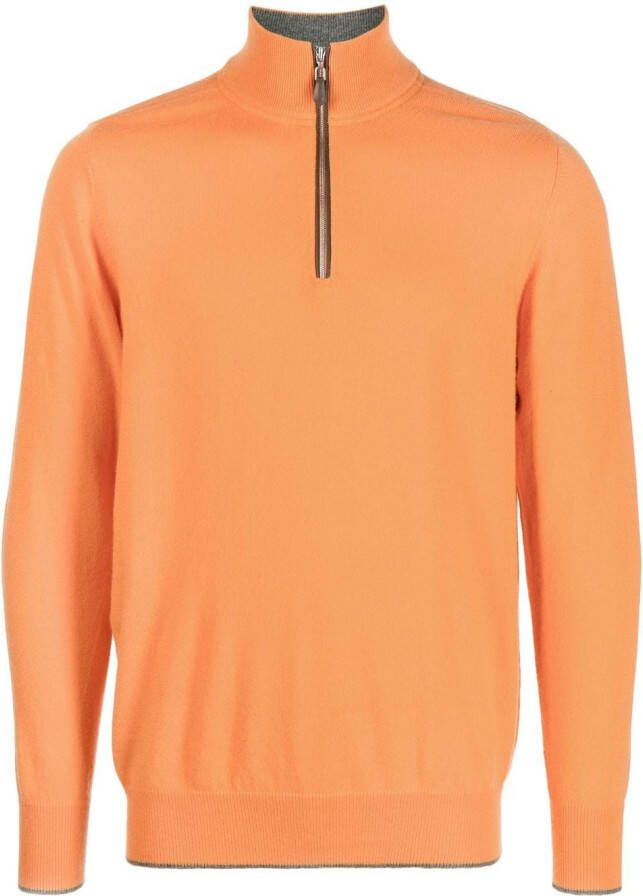 N.Peal Trui met halve rits Oranje