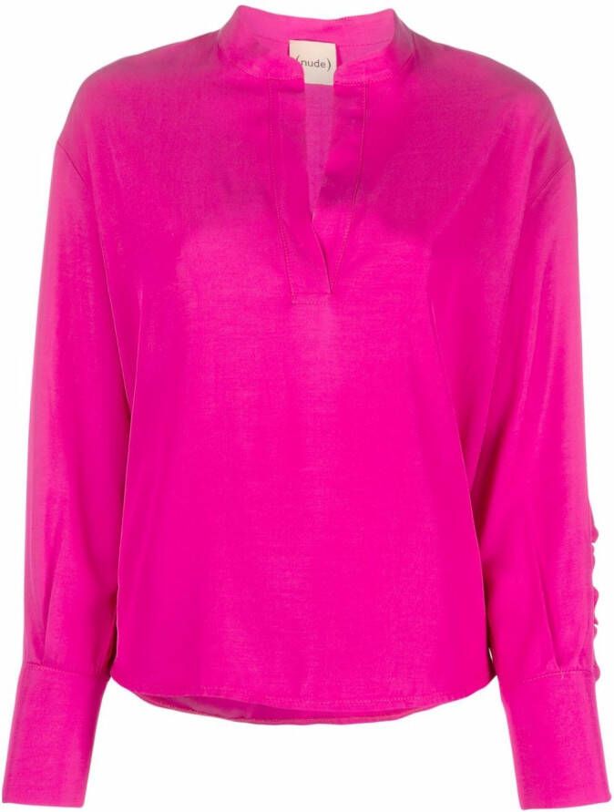 Nude Blouse met ruches Roze