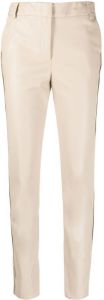 Nude high-waisted straight-leg trousers Beige