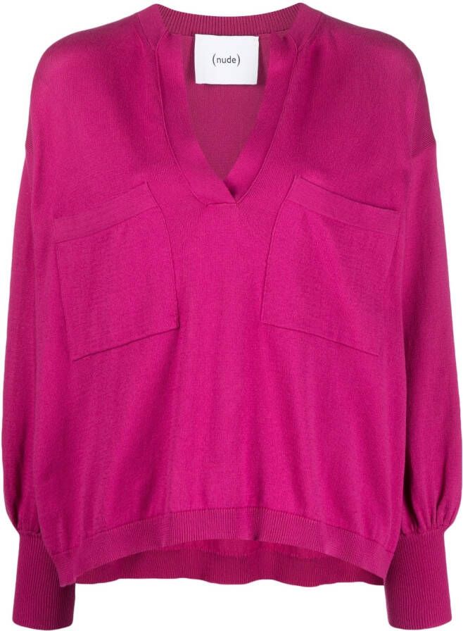 Nude Trui met V-hals Roze