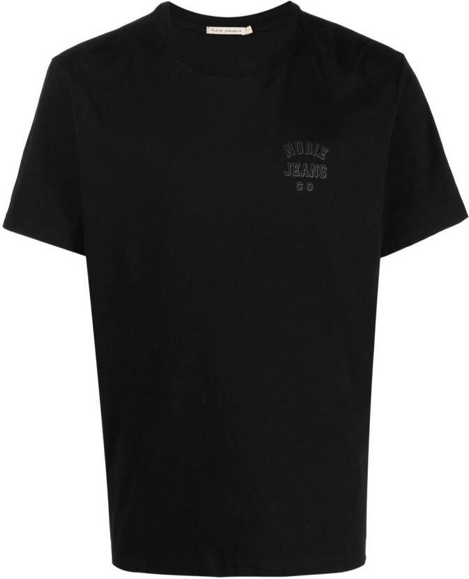 Nudie Jeans T-shirt met logoprint Zwart