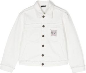 Nº21 Kids logo-patch cotton jacket Wit
