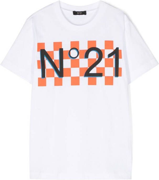 Nº21 Kids T-shirt met logoprint Wit