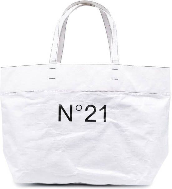 Nº21 Kids Shopper met logoprint Wit