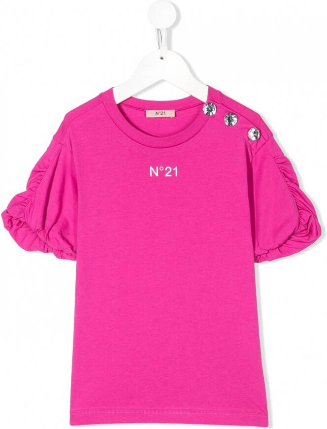 Nº21 Kids T-shirt met ruche afwerking Roze