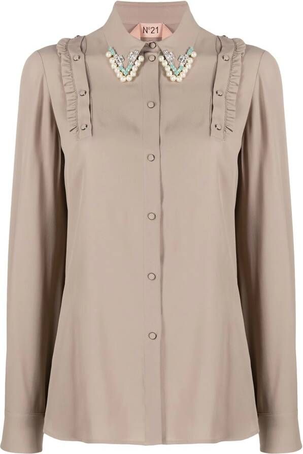 Nº21 Vest verfraaid met kralen Beige