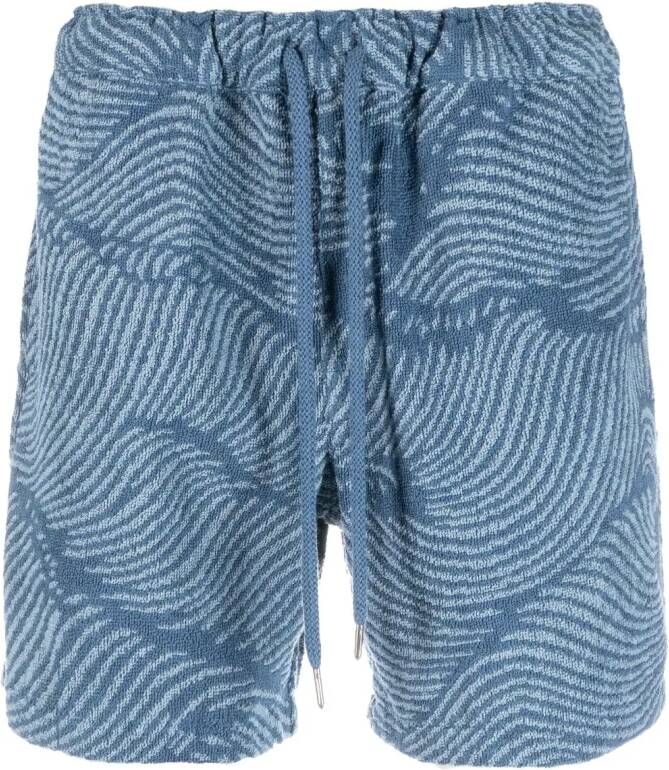 OAS Company Shorts met abstract patroon Blauw
