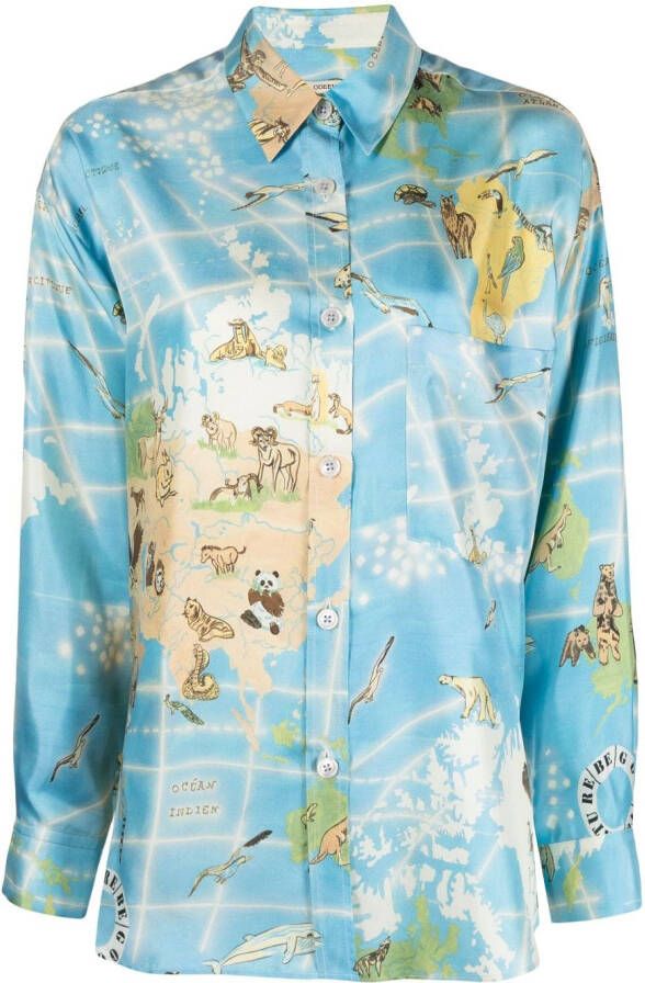 Odeeh Zijden blouse Blauw