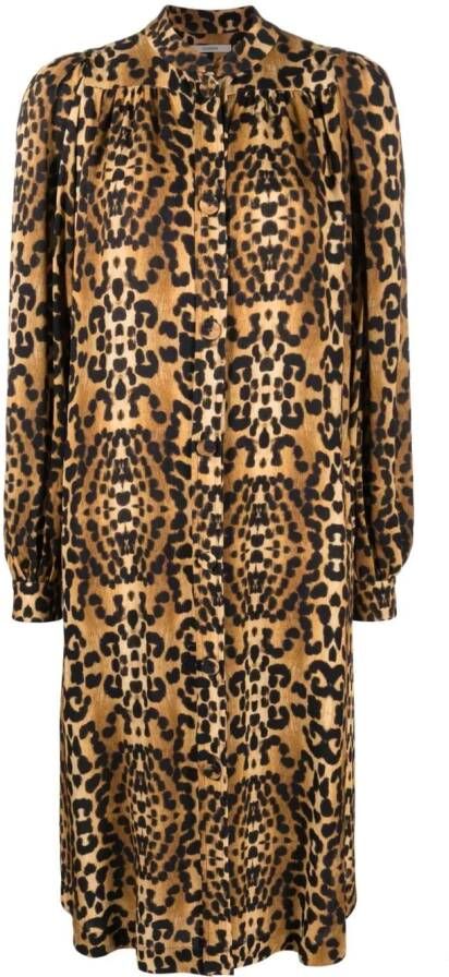 Odeeh Midi-jurk met dierenprint Bruin