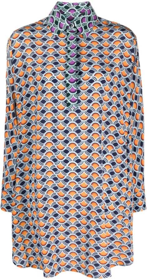 Odeeh Zijden blousejurk Blauw