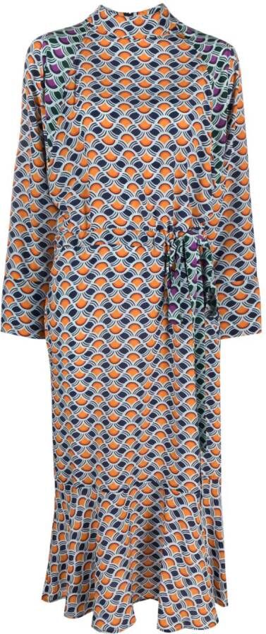 Odeeh Zijden midi-jurk Blauw