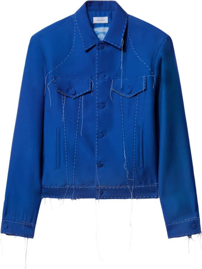 Off White Jas met contrasterende stiksels Blauw Heren