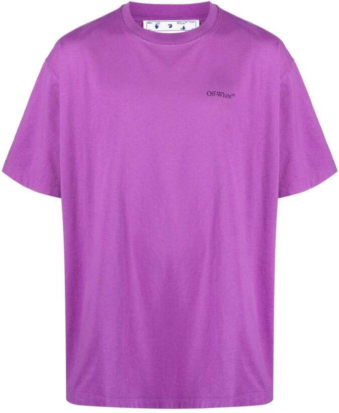 Off-White T-shirt met ronde hals Paars