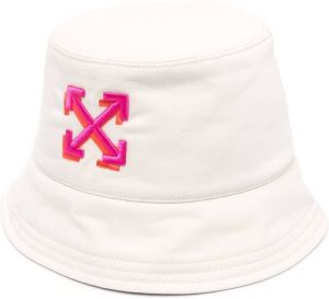 Off-White Arrows logo-embroidered bucket hat Beige