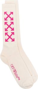 Off-White Arrows logo-print long socks Beige