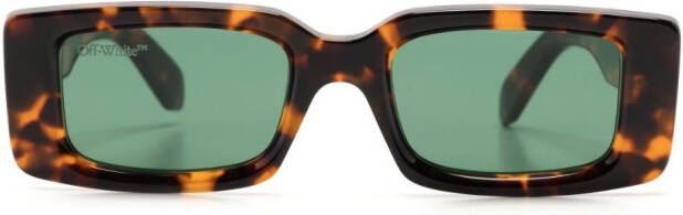 Off-White Eyewear Zonnebril met rechthoekig montuur Bruin