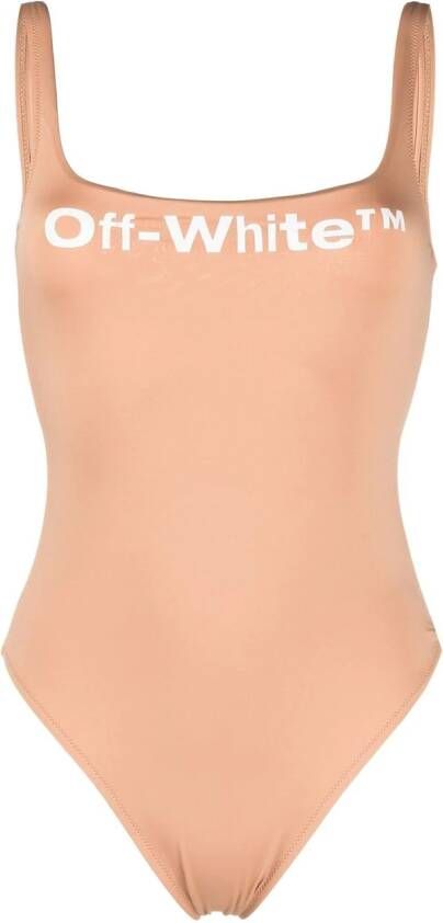 Off-White Badpak met logoprint Bruin