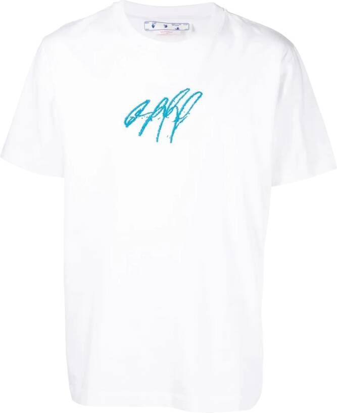 Off-White Bounce Cross logo-embroidered T-shirt Wit