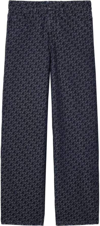 Off-White Broek met jacquard logo Blauw