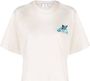 Off White Cropped Butterfly T-Shirt met Logo Print Beige Dames - Thumbnail 1