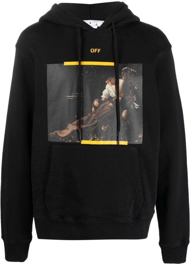 Off-White Hoodie met verfprint Zwart