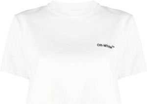 Off-White cropped logo-print T-shirt Wit