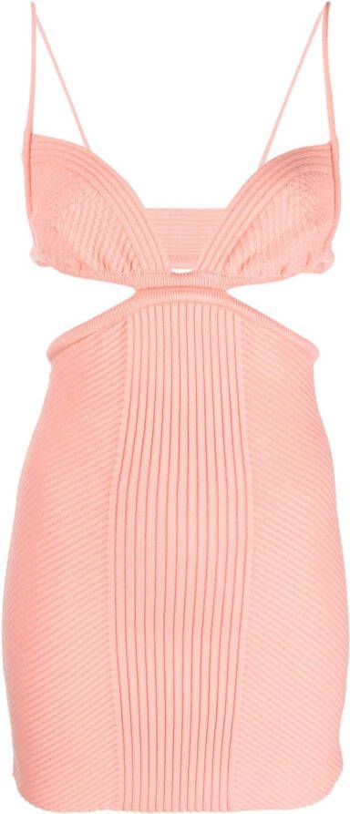 Off-White Ribgebreide mini-jurk Oranje