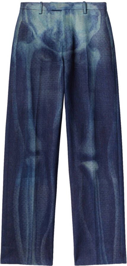 Off White Wide Trousers Blauw Heren