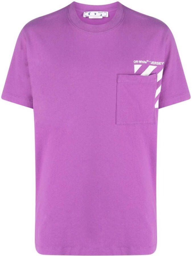 Off-White T-shirt met Diag-print ORCHID WHITE
