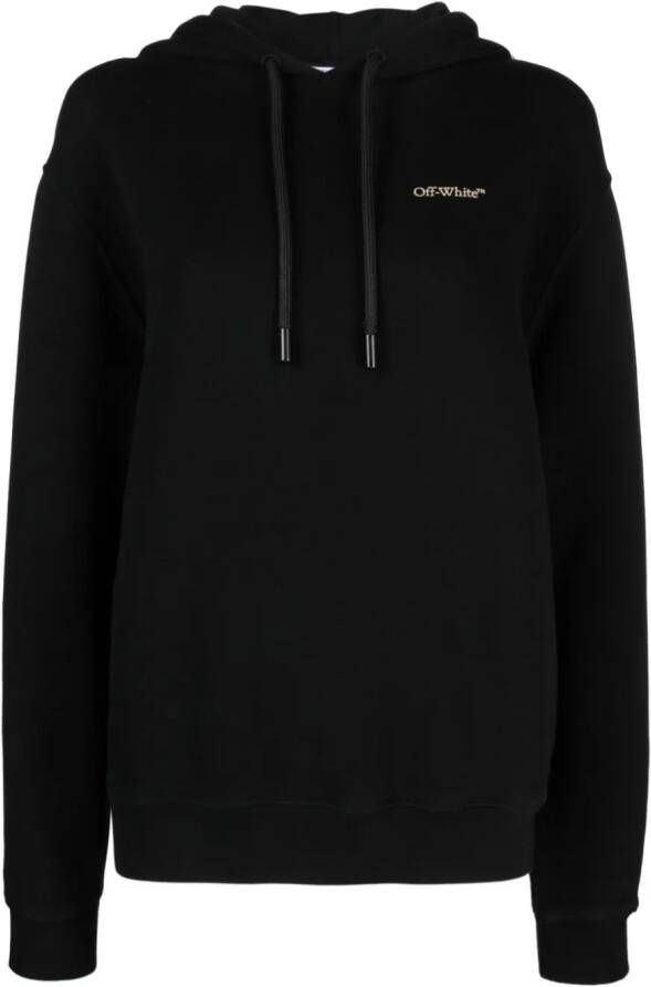 Off-White Diag Stripe-print cotton hoodie Zwart