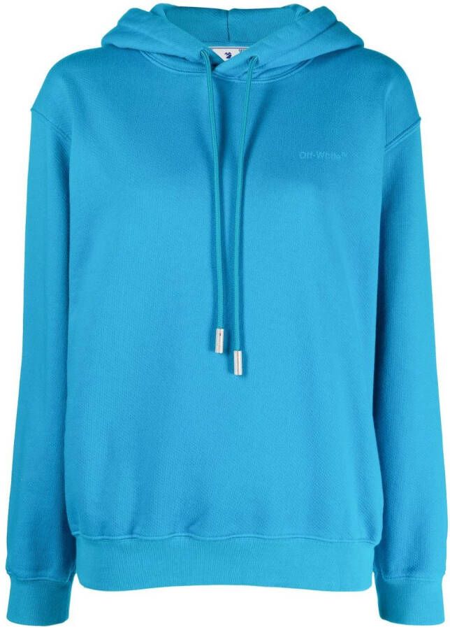 Off-White Hoodie met diagonale streep Blauw