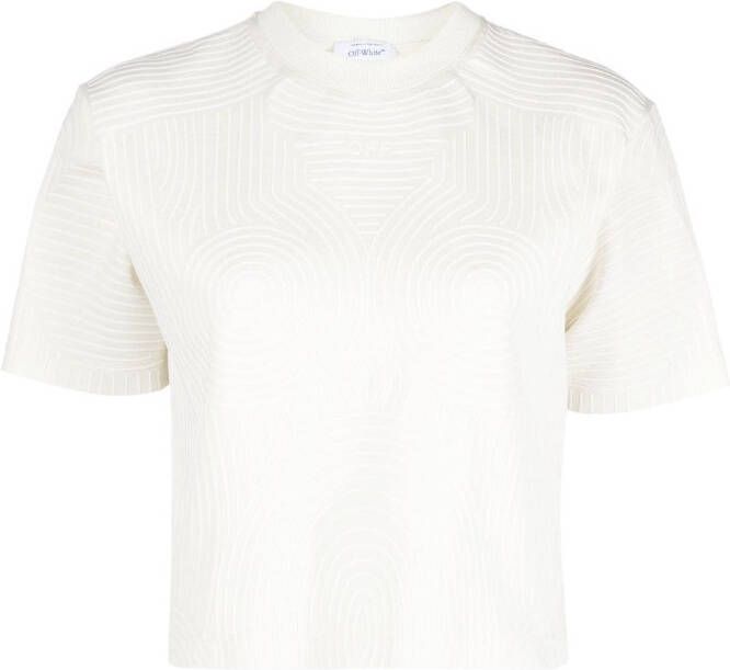 Off-White T-shirt met patroon Beige