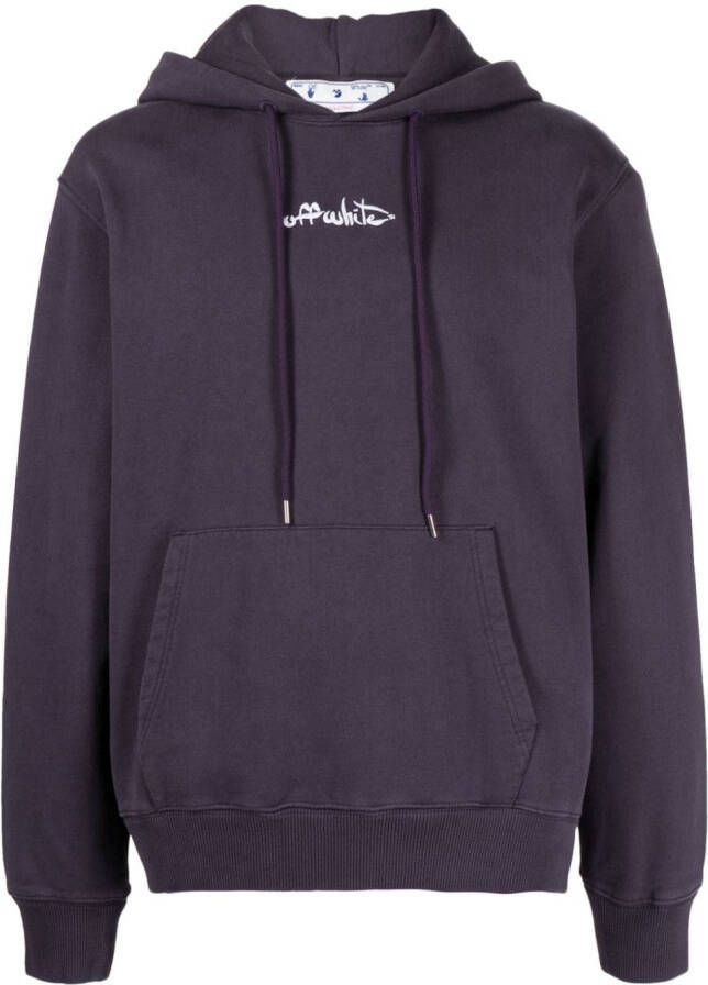 Off-White Hoodie met geborduurd logo Paars