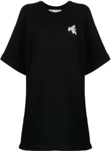 Off-White T-shirtjurk met bloemenprint Zwart