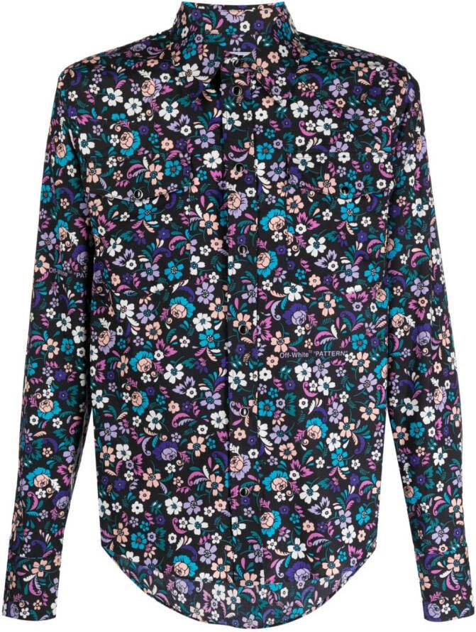 Off-White Overhemd met bloemenprint Zwart