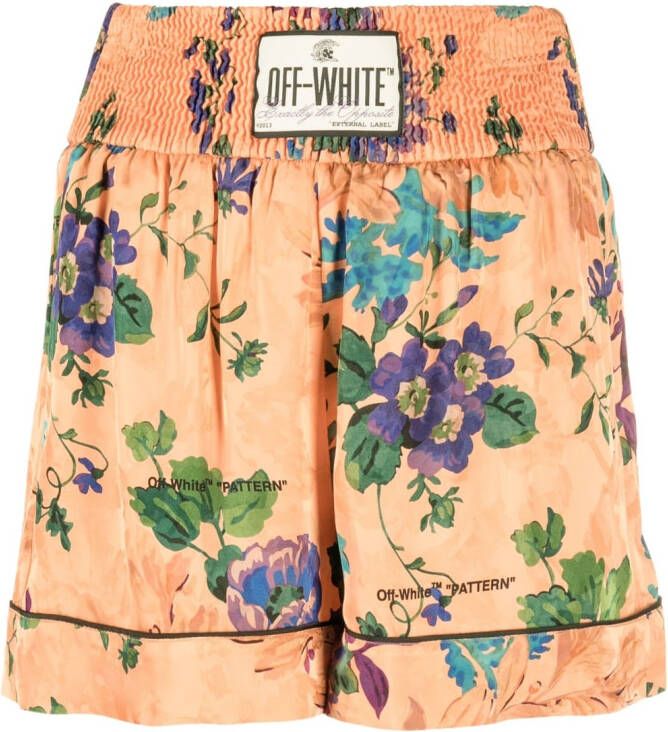 Off-White Shorts met bloemenprint Oranje