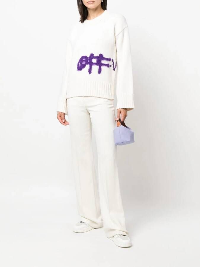Off White Round-neck Knitwear Wit Dames