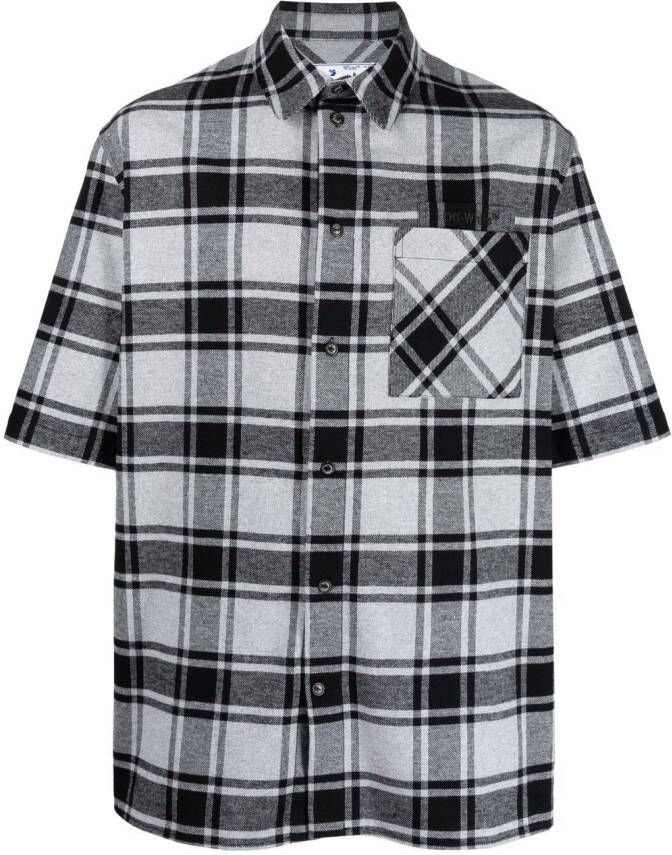 Off-White Geruit overhemd MELANGE GREY BLACK
